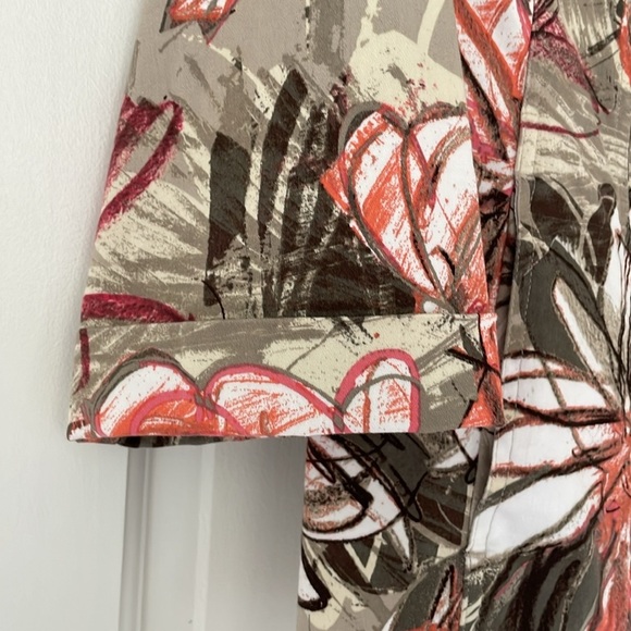 CHICO’S blazer jacket size 1 / M brown orange pockets cotton blend - Picture 4 of 7